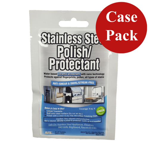 Flitz - Flitz Stainless Steel Polish 8" x 8" Towelette Packet *Case of 24*