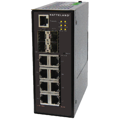 Hatteland Technology - Hatteland Industrial 12-Port Slim Type Managed Gigabit Ethernet Switch