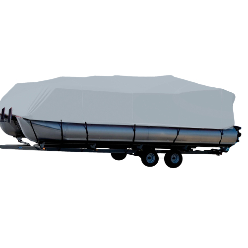 Carver by Covercraft - Carver Performance Poly-Guard Styled-to-Fit Boat Cover f/20.5&#39; Pontoons w/Bimini Top &amp; Rails - Grey