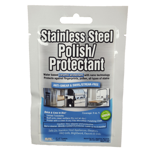 Flitz - Flitz Stainless Steel Polish 8" x 8" Towelette Packet