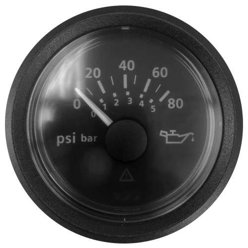 Veratron - Veratron 52 MM (2-1/16") ViewLine Oil Pressure Gauge - 0 to 80 PSI - Black Dial &amp; Bezel
