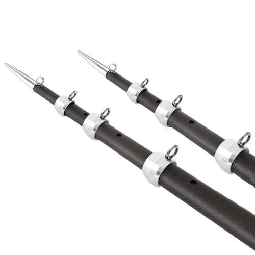 Tigress - Tigress XD 3K Carbon Fiber Telescoping Outrigger Poles - 21&#39; - Matte Black/ Silver - Pair