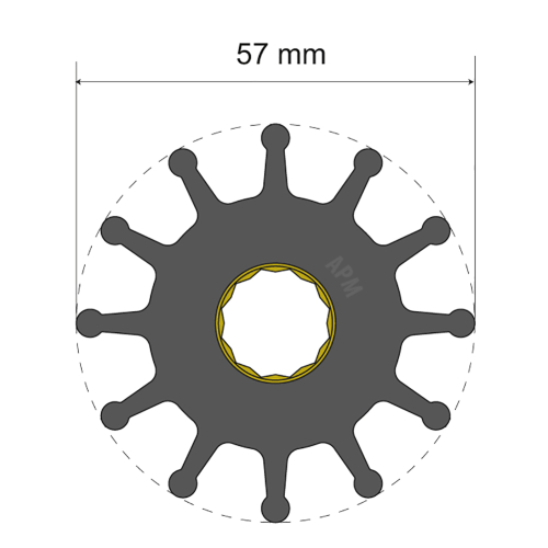 Albin Pump Marine - Albin Pump Premium Impeller Kit 57 x 16 x 31.5mm - 12 Blade - Spline Insert
