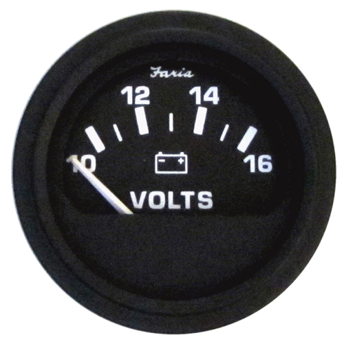 Faria Beede Instruments - Faria 2" Heavy-Duty Voltmeter (10-16 VDC) - Black