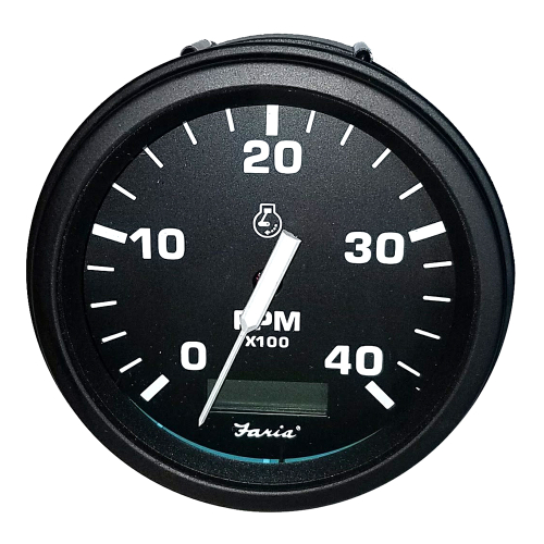 Faria Beede Instruments - Faria Tachometer Heavy-Duty Tachometer w/Hourmeter (4000 RPM) (Diesel) (Mech Takeoff &amp; Var Ratio Alt) - Black