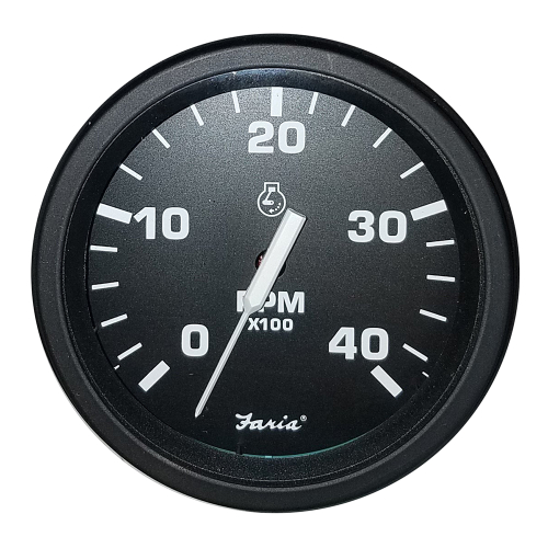 Faria Beede Instruments - Faria 4" Heavy-Duty Black Tachometer (4000 RPM) (Mag Pick-Up) (Diesel)