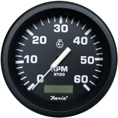 Faria Beede Instruments - Faria 4" HD Tachometer w/Hourmeter (6000 RPM) - Gas - Black