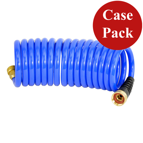 HoseCoil - HoseCoil 15&#39; Blue Self Coiling Hose w/Flex Relief - *Case of 6*