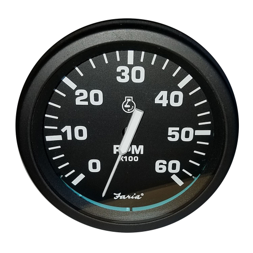 Faria Beede Instruments - Faria Heavy-Duty Black 4" Tachometer (6000 RPM) (Gas) (Ignition Signal 4, 6, 8 cyl)