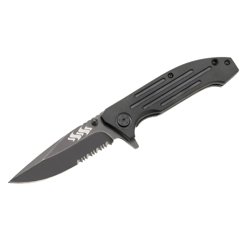 Kuuma Products - Kuuma 4.5" Serrated Edge Spring Assisted Folding Knife - Stainless Steel
