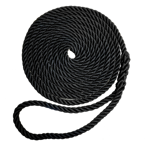 Robline - Robline Premium Nylon 3 Strand Dock Line - 5/8" x 25' - Black