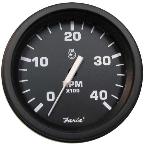 Faria Beede Instruments - Faria 4" Heavy-Duty Tachometer (4000 RPM) (Diesel) Mag Pick-Up - Black w/Black Bezel