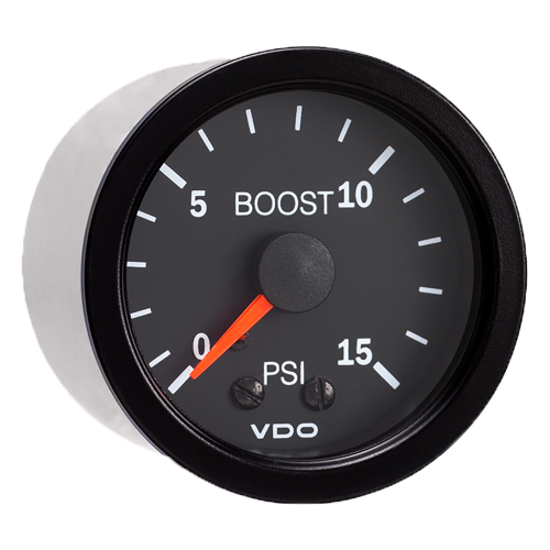 VDO - VDO Vision Black 15 PSI Mechanical Boost Gauge - 12V