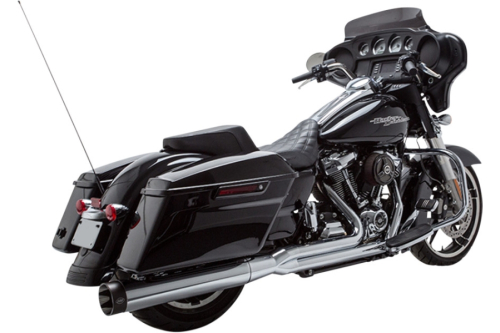 S&S Cycle - S&S Cycle Sidewinder 2-1 Exhaust with High-Flow Cats - Chrome with Black Highlighted Machined End Cap - 550-0758C
