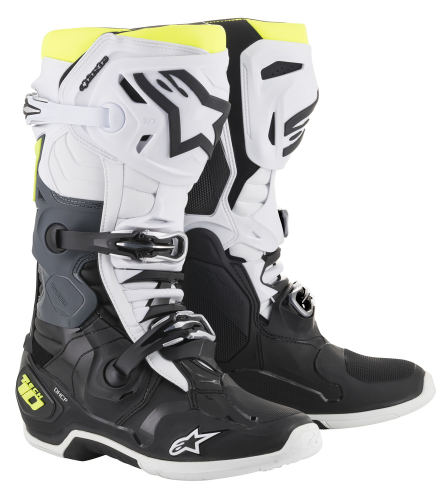 Alpinestars - Alpinestars Tech 10 Boots - 2010020-125-7 - Black/White/Yellow Fluid - 7