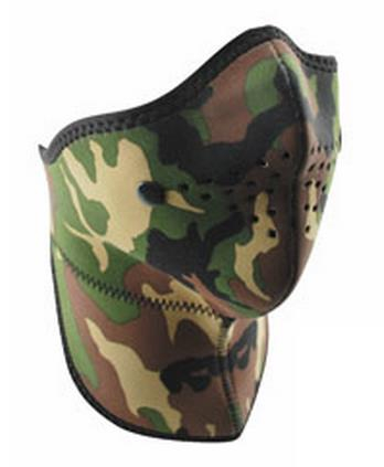 Zan Headgear - Zan Headgear Half Face Mask with Neck Shield - WNXN118 - Woodland Camo - OSFM