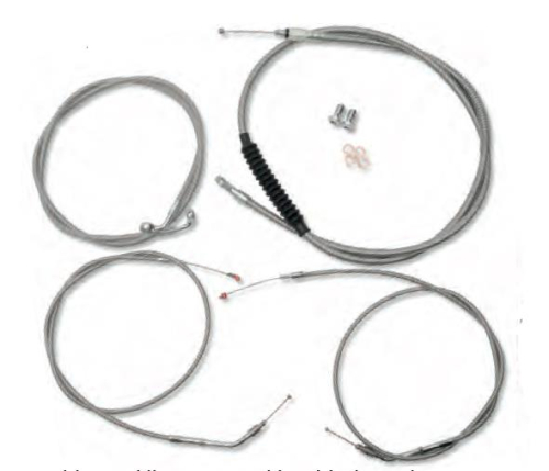 LA Choppers - LA Choppers Complete Stainless Braided Cafe Handlebar Cable and Brake Line Kit - LA-8300KT2-0C