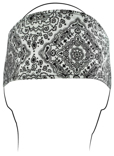 Zan Headgear - Zan Headgear Cotton Headband - HBV102 - White Paisley - OSFM