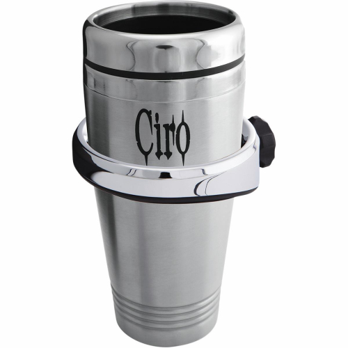 Ciro - Ciro Cup Holder with 7/8in. and 1in. Handlebar Mount - Chrome - 50512