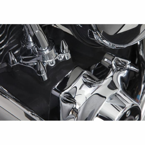 Ciro - Ciro 5/16in. Add-On Engine Bolt Cap Set - Fluted Spike - Chrome/Black (6 pc.) - 70012