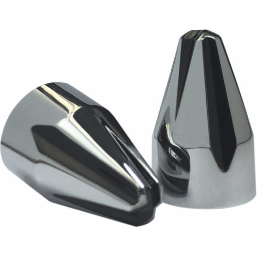 Ciro - Ciro 1/4in. Add-On Engine Bolt Cap Set - Fluted Spike - Chrome/Black  (10 pc.) - 70011