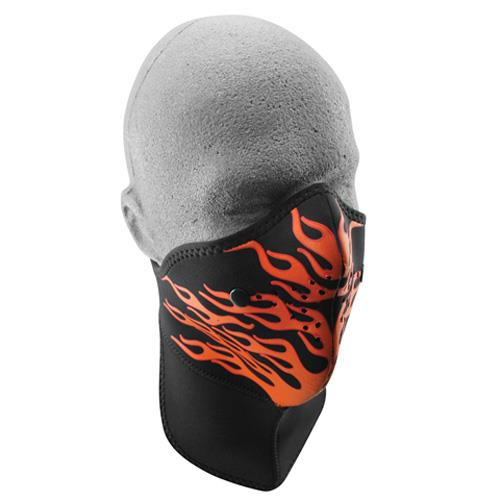 Zan Headgear - Zan Headgear Half Face Mask with Neck Shield - WNXN124 - Black with Flames - OSFM