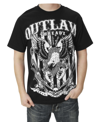 Outlaw Threadz - Outlaw Threadz Land of the Free T-Shirt - MT68-LG - Black - Large