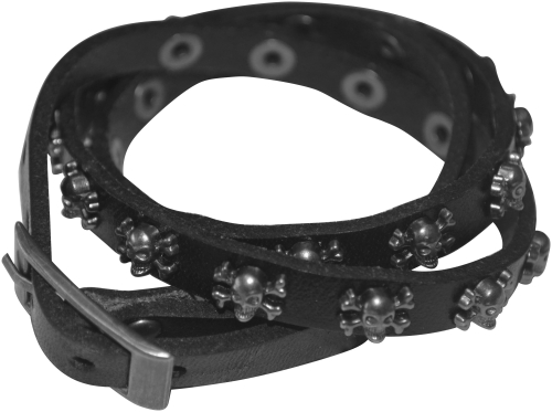 Hair Glove - Hair Glove Bracelets - Triple Wrap Skull Black - 84043