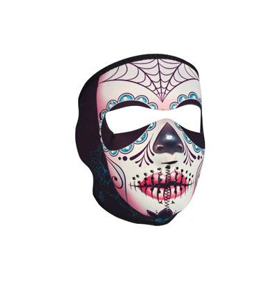 Zan Headgear - Zan Headgear Micro Fleece Lined Neoprene Womens Mask - WNFL091 - Sugar Skull - OSFM
