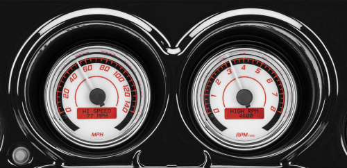 Dakota Digital - Dakota Digital MXV Two-Gauge Chrome Bezel Set - White/Red - MVX-8200-WR-C