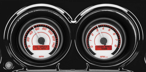 Dakota Digital - Dakota Digital MXV Two-Gauge Black Bezel Set - White/Red - MVX-8200-WR-K
