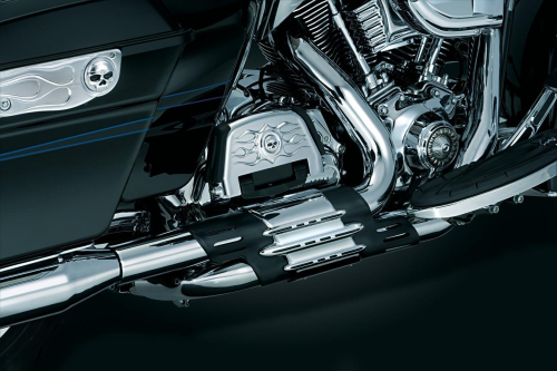 Kuryakyn - Kuryakyn Slotted Power Cell Heat Shields - Black/Chrome - 583