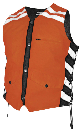 Missing Link - Missing Link G2 D.O.C. Reversible Leather Safety Vest - G2RVMOL - Black/Hi-Viz Orange - Large