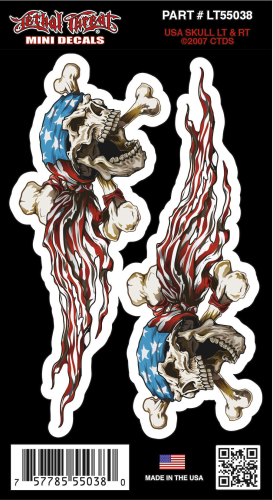 Lethal Threat - Lethal Threat USA Skull Left/Right Decal - LT55038