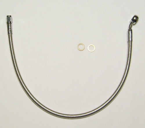 Magnum - Magnum Polished Stainless Designer Series ABS Front Upper Brake Line - 10mm., 35deg. Banjo - 25in. - AS57125