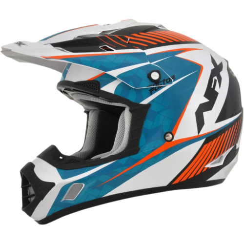 AFX - AFX FX-17Y Factor-Complex Youth Helmet - 01111022 - Pearl White/Light Blue/Saftey-Orange Factor - Small