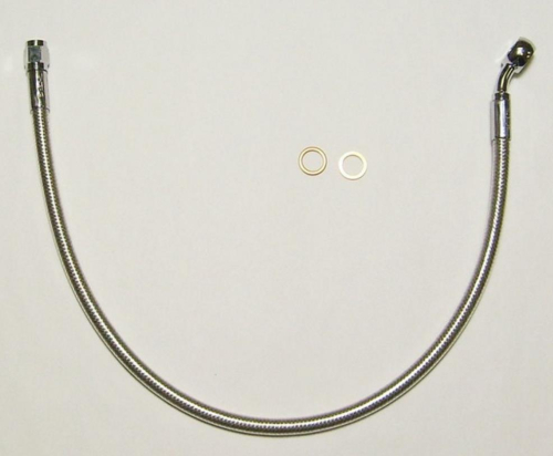 Magnum - Magnum Polished Stainless Designer Series ABS Front Upper Brake Line - 10mm., 90deg. Banjo - 25in. - AS57225