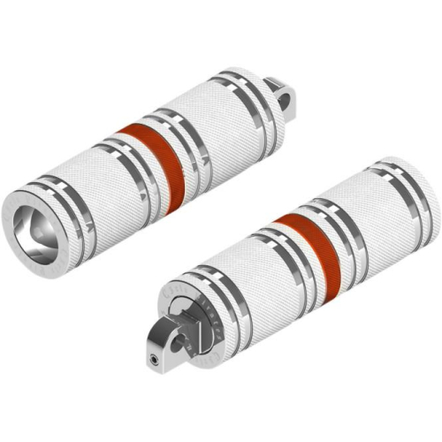 Cycle Pirates - Cycle Pirates Fat Custom Footpegs - Chrome/Orange - HDPG-4566CO