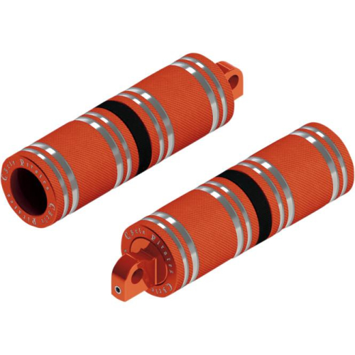 Cycle Pirates - Cycle Pirates Fat Custom Footpegs - Orange/Black - HDPG-4566OB