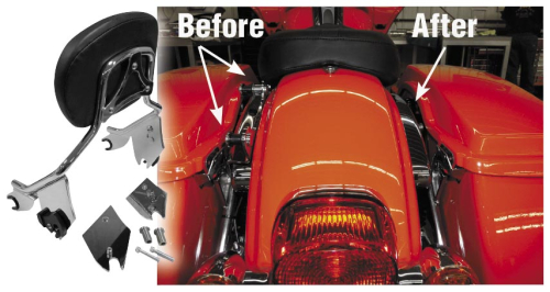 Fat Baggers, Inc. - Fat Baggers, Inc. Backrest Relocation Kit - Black - FBI-09BRKS-B