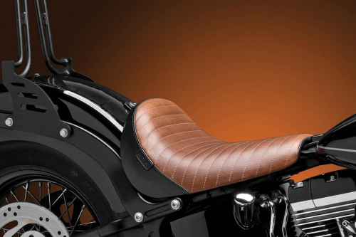 Le Pera - Le Pera Bare Bones Solo Seat Pillion Pad - Brown Pleated Vinyl - LKS-007PBRNPT