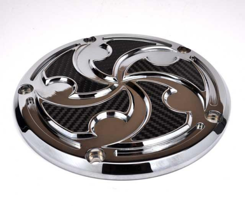 Precision Billet - Precision Billet Assassin Carbon Billet Derby Cover - Chrome - ASN-230-BG0-CHR