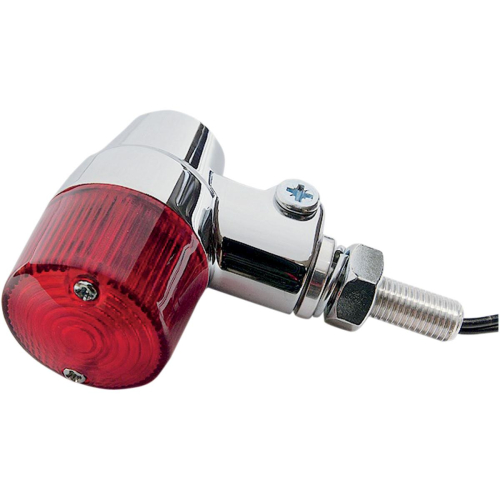 K&S Technologies - K&S Technologies Chrome Aluminum Marker Lights - Round #3 with Red Lens - Single Filament - 25-8624