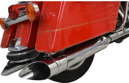 LA Choppers - LA Choppers Rotatable Slash 4in. Slip-Ons  - Chrome/Chrome - LA-1094-03