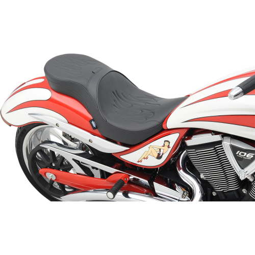 Drag Specialties - Drag Specialties Low Profile Touring Seat with Backrest Option - Flame - 0810-1578