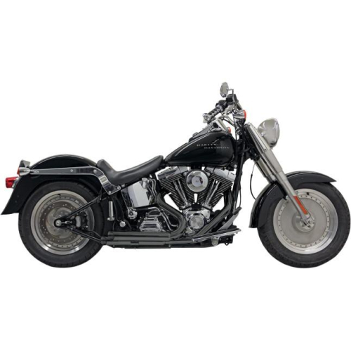 Bassani Manufacturing - Bassani Manufacturing Pro Street Exhaust System with Heat Shields - Slash Cut - Black - 1S24FB