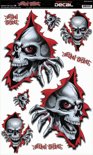 Lethal Threat - Lethal Threat Rip N Tear Skull Quad Decal Kit - QK10010
