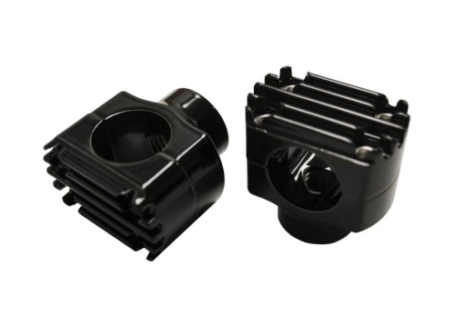 NYC Choppers - NYC Choppers Grooved Handlebar Risers - .69in. Rise - Gloss Black - NYC-400B