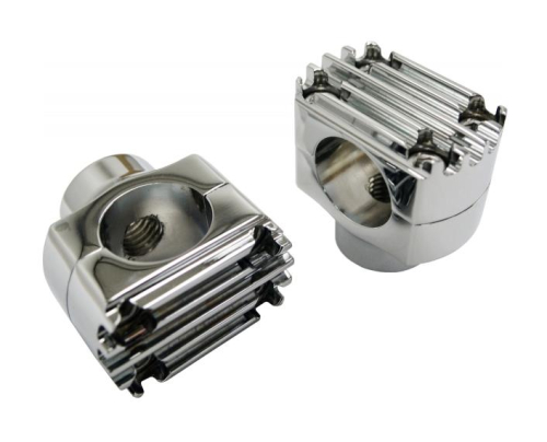 NYC Choppers - NYC Choppers Grooved Handlebar Risers - .69in. Rise - Chrome - NYC-400CH