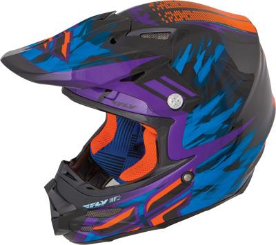 Fly Racing - Fly Racing F2 Carbon Andrew Short Graphic Helmet - 73-40832X - Black/Purple/Orange - 2XL